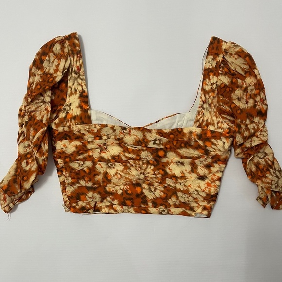 Gorgeous ZARA brand new autumn floral crop top-  size X- Small - Picture 6 of 7